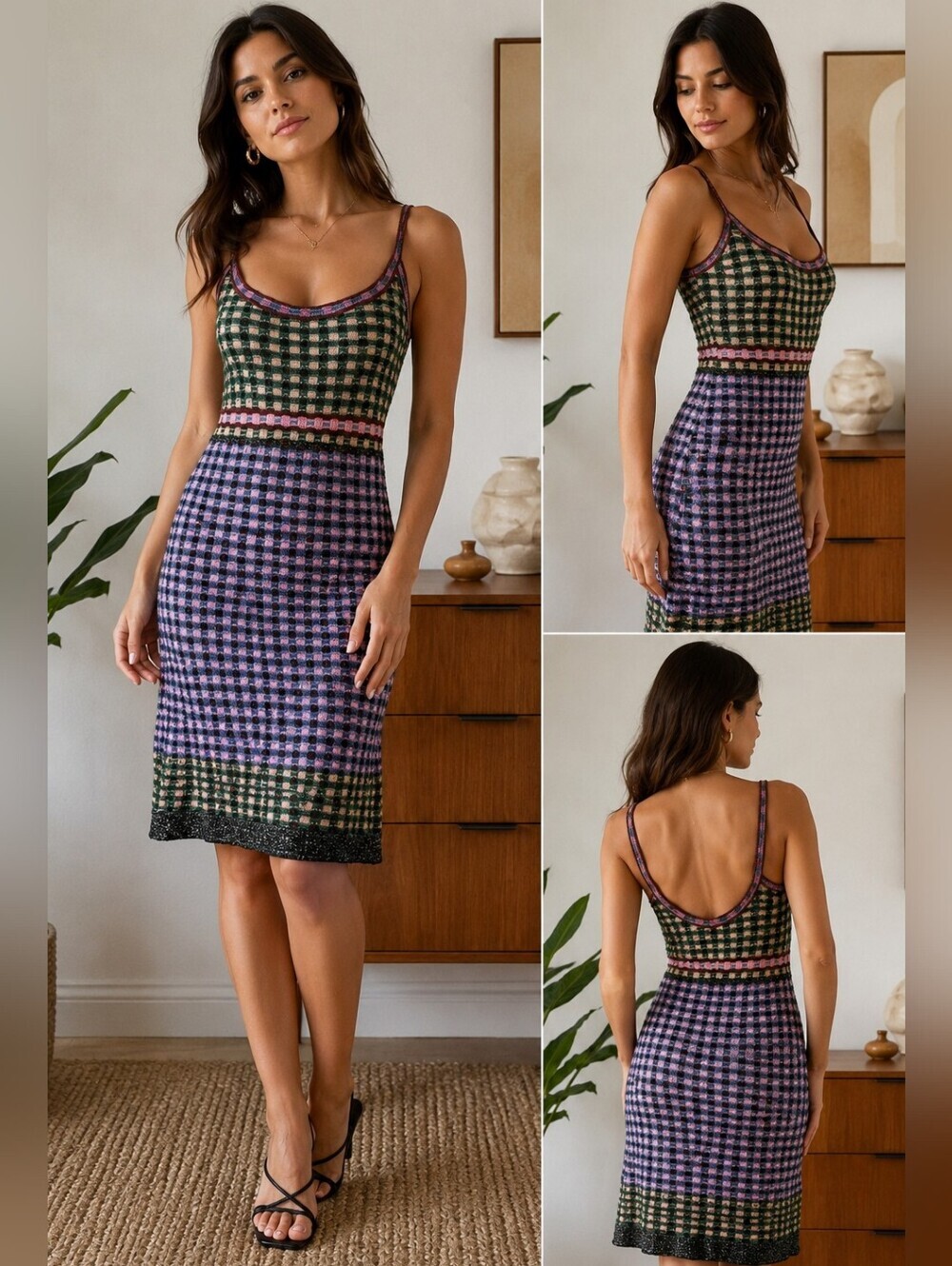 Vintage M MISSONI Textured Knit Multicolor Sleeveless Dress.Made In Italy.Size 4 - Picture 2 of 16